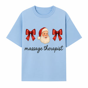 Christmas Massage Therapist Gift | Santa Illustration with Bows | Relaxation Spa Decor | Holiday Therapy Humor - T-shirt 1758350855468.jpg