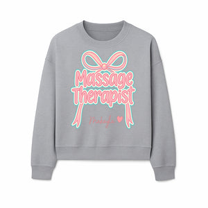 Personalized Massage Therapist Sign with Bow | Custom Name Wall Decor for Spa or Relaxation Room | Pink Neon Aesthetic - Sweatshirt 1758350855512.jpg