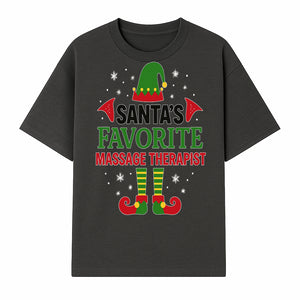 Santa's Favorite Massage Therapist Christmas Gift T-Shirt, Funny Holiday Apparel for Massage Therapists and Elves - T-shirt 1758350855564.jpg