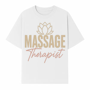Massage Therapist Signage with Lotus Flower Design, Elegant Home Decor for Spa, Wellness Studio, or Office Ambiance - T-shirt 1758350855858.jpg