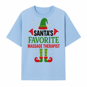 Santa's Favorite Massage Therapist Christmas Gift T-Shirt, Funny Holiday Apparel for Massage Therapists and Elves - T-shirt 1758350855973.jpg