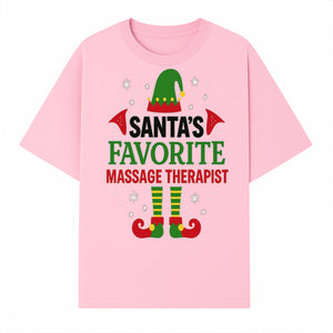 Santa's Favorite Massage Therapist Christmas Gift T-Shirt, Funny Holiday Apparel for Massage Therapists and Elves - T-shirt 1758350856098.jpg