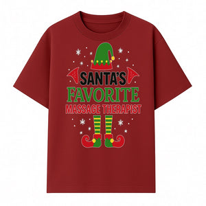 Santa's Favorite Massage Therapist Christmas Gift T-Shirt, Funny Holiday Apparel for Massage Therapists and Elves - T-shirt 1758350856228.jpg