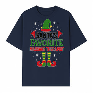Santa's Favorite Massage Therapist Christmas Gift T-Shirt, Funny Holiday Apparel for Massage Therapists and Elves - T-shirt 1758350856374.jpg