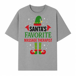 Santa's Favorite Massage Therapist Christmas Gift T-Shirt, Funny Holiday Apparel for Massage Therapists and Elves - T-shirt 1758350856664.jpg
