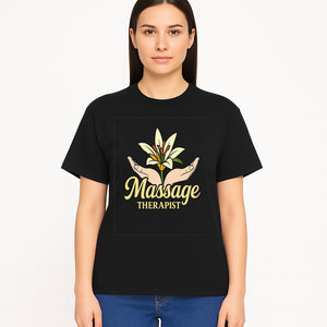 Massage Therapist Floral Design T-Shirt, Relaxation Gift for Healers, Spa Workers, Wellness Professionals, Unique Therapy Apparel - T-shirt 1758350856769.jpg