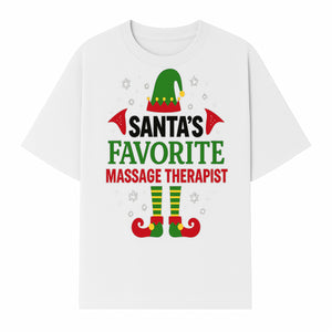 Santa's Favorite Massage Therapist Christmas Gift T-Shirt, Funny Holiday Apparel for Massage Therapists and Elves - T-shirt 1758350856779.jpg