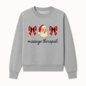 Christmas Massage Therapist Gift | Santa Illustration with Bows | Relaxation Spa Decor | Holiday Therapy Humor - Sweatshirt 1758350857674.jpg