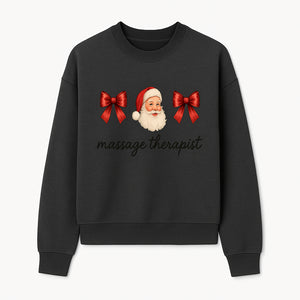 Christmas Massage Therapist Gift | Santa Illustration with Bows | Relaxation Spa Decor | Holiday Therapy Humor - Sweatshirt 1758350857925.jpg