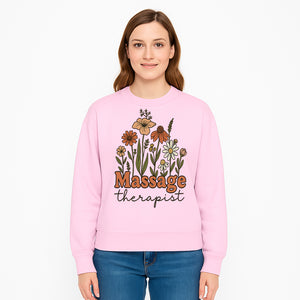 Floral Massage Therapist Design | Spa Decor | Wellness Gift | Handmade Art Print | Relaxation Therapy Decor | Gift for Massage Therapists - Sweatshirt 1758350857947.jpg