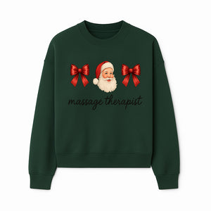 Christmas Massage Therapist Gift | Santa Illustration with Bows | Relaxation Spa Decor | Holiday Therapy Humor - Sweatshirt 1758350858051.jpg