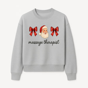 Christmas Massage Therapist Gift | Santa Illustration with Bows | Relaxation Spa Decor | Holiday Therapy Humor - Sweatshirt 1758350858168.jpg