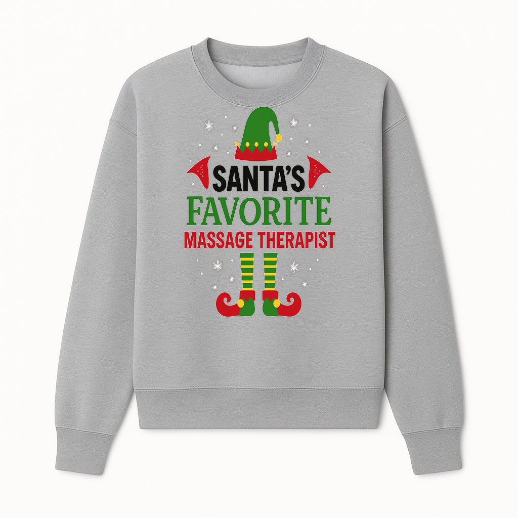 Santa's Favorite Massage Therapist Christmas Gift T-Shirt, Funny Holiday Apparel for Massage Therapists and Elves - Sweatshirt 1758350858197.jpg