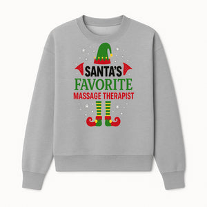 Santa's Favorite Massage Therapist Christmas Gift T-Shirt, Funny Holiday Apparel for Massage Therapists and Elves - Sweatshirt 1758350858197.jpg
