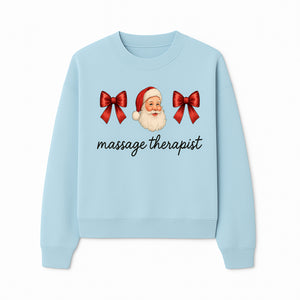 Christmas Massage Therapist Gift | Santa Illustration with Bows | Relaxation Spa Decor | Holiday Therapy Humor - Sweatshirt 1758350858288.jpg