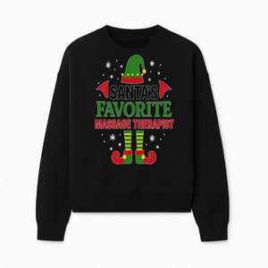 Santa's Favorite Massage Therapist Christmas Gift T-Shirt, Funny Holiday Apparel for Massage Therapists and Elves - Sweatshirt 1758350858322.jpg