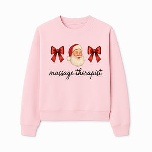 Christmas Massage Therapist Gift | Santa Illustration with Bows | Relaxation Spa Decor | Holiday Therapy Humor - Sweatshirt 1758350858432.jpg