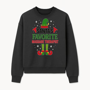 Santa's Favorite Massage Therapist Christmas Gift T-Shirt, Funny Holiday Apparel for Massage Therapists and Elves - Sweatshirt 1758350858482.jpg