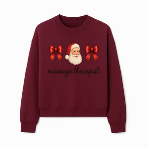 Christmas Massage Therapist Gift | Santa Illustration with Bows | Relaxation Spa Decor | Holiday Therapy Humor - Sweatshirt 1758350858573.jpg