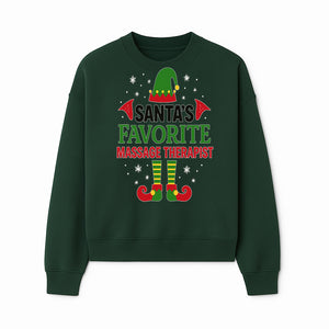 Santa's Favorite Massage Therapist Christmas Gift T-Shirt, Funny Holiday Apparel for Massage Therapists and Elves - Sweatshirt 1758350858609.jpg