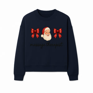 Christmas Massage Therapist Gift | Santa Illustration with Bows | Relaxation Spa Decor | Holiday Therapy Humor - Sweatshirt 1758350858736.jpg