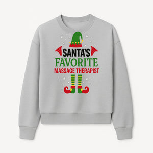 Santa's Favorite Massage Therapist Christmas Gift T-Shirt, Funny Holiday Apparel for Massage Therapists and Elves - Sweatshirt 1758350858754.jpg