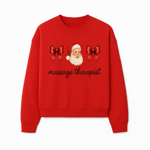 Christmas Massage Therapist Gift | Santa Illustration with Bows | Relaxation Spa Decor | Holiday Therapy Humor - Sweatshirt 1758350858863.jpg