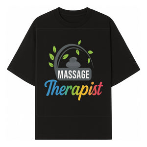 Massage Therapist Logo with Stones and Leaves | Wellness Spa Design for Therapists | Relaxation and Healing Services Brand - T-shirt 1758350858879.jpg
