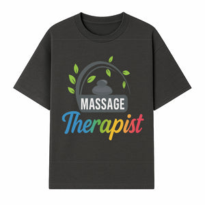 Massage Therapist Logo with Stones and Leaves | Wellness Spa Design for Therapists | Relaxation and Healing Services Brand - T-shirt 1758350859006.jpg