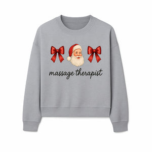 Christmas Massage Therapist Gift | Santa Illustration with Bows | Relaxation Spa Decor | Holiday Therapy Humor - Sweatshirt 1758350859010.jpg