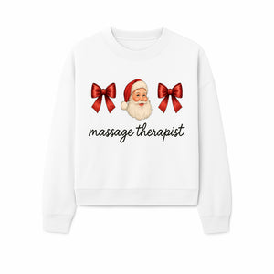 Christmas Massage Therapist Gift | Santa Illustration with Bows | Relaxation Spa Decor | Holiday Therapy Humor - Sweatshirt 1758350859151.jpg