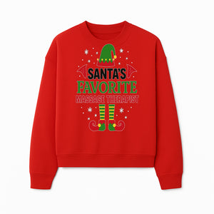 Santa's Favorite Massage Therapist Christmas Gift T-Shirt, Funny Holiday Apparel for Massage Therapists and Elves - Sweatshirt 1758350859339.jpg