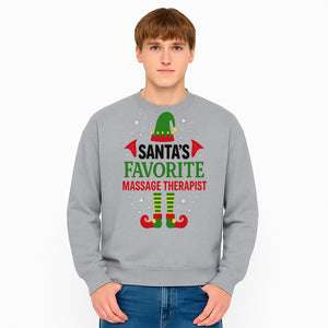 Santa's Favorite Massage Therapist Christmas Gift T-Shirt, Funny Holiday Apparel for Massage Therapists and Elves - Sweatshirt 1758350860789.jpg