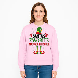Santa's Favorite Massage Therapist Christmas Gift T-Shirt, Funny Holiday Apparel for Massage Therapists and Elves - Sweatshirt 1758350860902.jpg