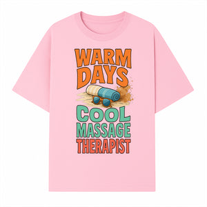 Warm Days Cool Massage Therapist T-Shirt | Relaxation Beach Vibes | Gift for Massage Professionals and Spa Lovers - T-shirt 1758350861216.jpg