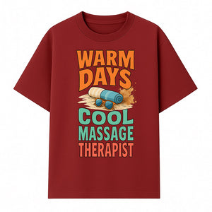 Warm Days Cool Massage Therapist T-Shirt | Relaxation Beach Vibes | Gift for Massage Professionals and Spa Lovers - T-shirt 1758350861351.jpg