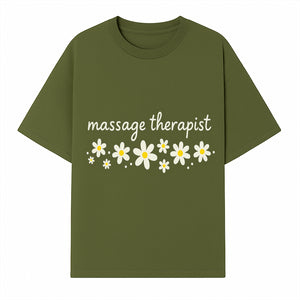 Massage Therapist Wall Art Decor with Floral Design - Calming Green Aesthetic for Spa, Wellness, and Relaxation Spaces - T-shirt 1758350864671.jpg