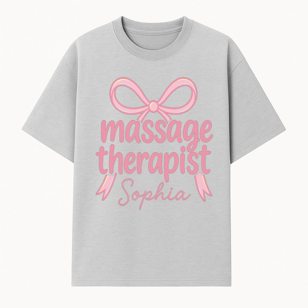 Personalized Massage Therapist Sign - Custom Name Neon Pink Decor for Home Spa or Office - Stylish Gift for Massage Therapists - T-shirt 1758350872501.jpg