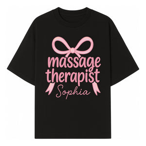 Personalized Massage Therapist Sign - Custom Name Neon Pink Decor for Home Spa or Office - Stylish Gift for Massage Therapists - T-shirt 1758350872635.jpg
