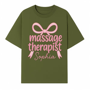 Personalized Massage Therapist Sign - Custom Name Neon Pink Decor for Home Spa or Office - Stylish Gift for Massage Therapists - T-shirt 1758350872891.jpg
