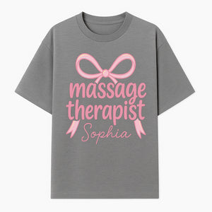 Personalized Massage Therapist Sign - Custom Name Neon Pink Decor for Home Spa or Office - Stylish Gift for Massage Therapists - T-shirt 1758350873004.jpg