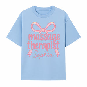 Personalized Massage Therapist Sign - Custom Name Neon Pink Decor for Home Spa or Office - Stylish Gift for Massage Therapists - T-shirt 1758350873130.jpg