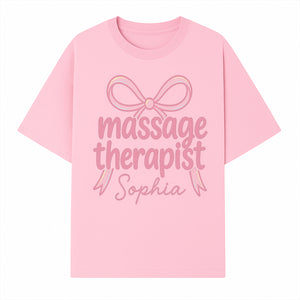 Personalized Massage Therapist Sign - Custom Name Neon Pink Decor for Home Spa or Office - Stylish Gift for Massage Therapists - T-shirt 1758350873247.jpg