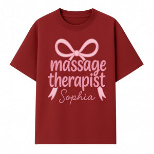 Personalized Massage Therapist Sign - Custom Name Neon Pink Decor for Home Spa or Office - Stylish Gift for Massage Therapists - T-shirt 1758350873442.jpg