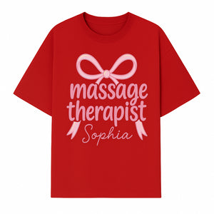 Personalized Massage Therapist Sign - Custom Name Neon Pink Decor for Home Spa or Office - Stylish Gift for Massage Therapists - T-shirt 1758350873689.jpg