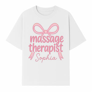 Personalized Massage Therapist Sign - Custom Name Neon Pink Decor for Home Spa or Office - Stylish Gift for Massage Therapists - T-shirt 1758350873937.jpg