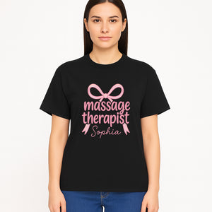 Personalized Massage Therapist Sign - Custom Name Neon Pink Decor for Home Spa or Office - Stylish Gift for Massage Therapists - T-shirt 1758350875199.jpg