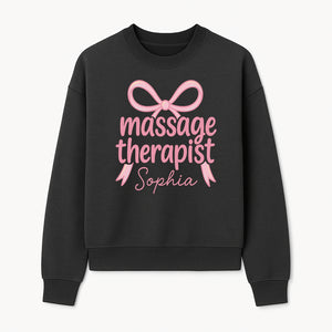 Personalized Massage Therapist Sign - Custom Name Neon Pink Decor for Home Spa or Office - Stylish Gift for Massage Therapists - Sweatshirt 1758350875632.jpg