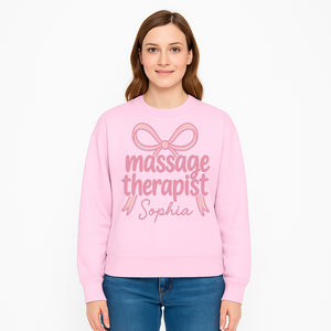 Personalized Massage Therapist Sign - Custom Name Neon Pink Decor for Home Spa or Office - Stylish Gift for Massage Therapists - Sweatshirt 1758350878205.jpg