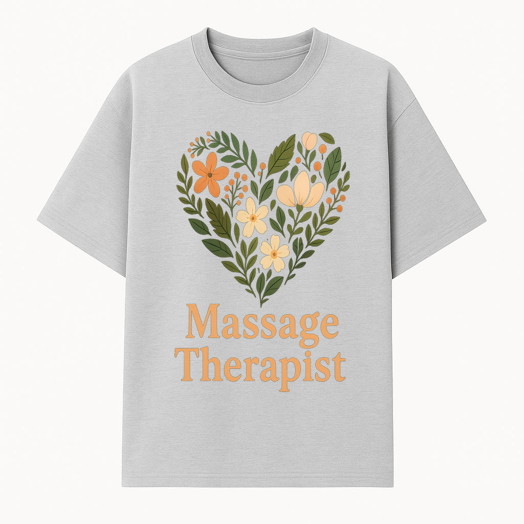 Floral Heart Massage Therapist Sign - Elegant Wall Decor for Spa, Wellness Center, or Home Massage Room, Relaxation Gift - T-shirt 1758350881778.jpg